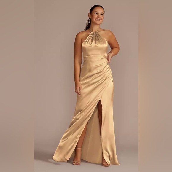 David's Bridal Dresses & Skirts - David’s bridal - GALINA SIGNATURE
Tie-Neck Charmeuse Halter Dress